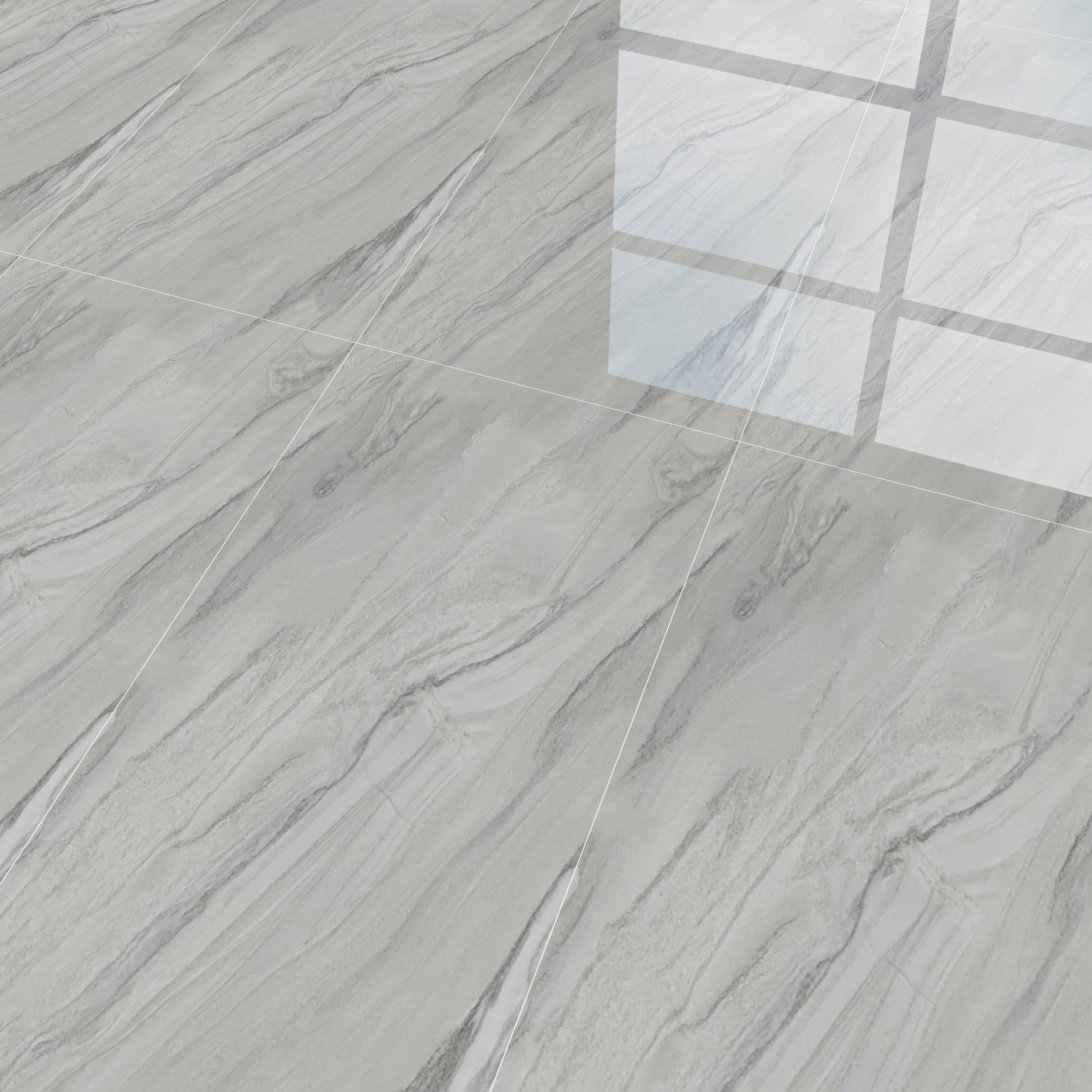 Marble Floor & Wall Tile TL 02191 Nicole Grey 4 ft x 2 ft Glossy Finish Vitrified Tile - 9 mm