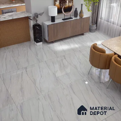 Marble Floor & Wall Tile TL 02191 Nicole Grey 4 ft x 2 ft Glossy Finish Vitrified Tile - 9 mm