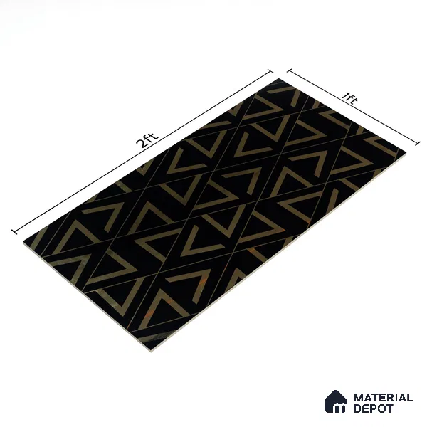 Glass Highlighter Wall Tile TL 00266 Noir Prism 2 ft x 1 ft Glossy Finish Ceramic Tile - 9 mm | Suitable For Kitchen, Bathroom & Accent/Feature Wall