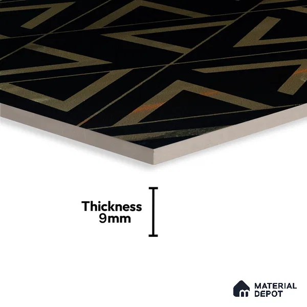 Glass Highlighter Wall Tile TL 00266 Noir Prism 2 ft x 1 ft Glossy Finish Ceramic Tile - 9 mm | Suitable For Kitchen, Bathroom & Accent/Feature Wall