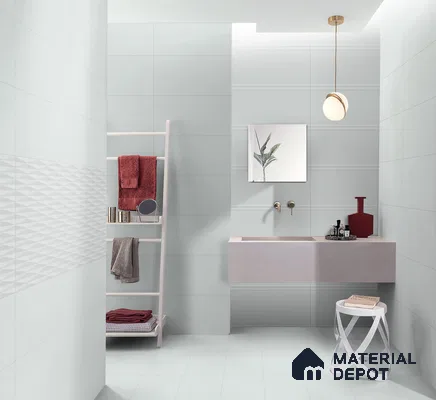 Faux Subway Wall Tile TL 05383 Miraq Diamond Arctic White 2 ft x 1 ft Ceramic Matte Finish - 8 mm | Suitable For Kitchen, Bathroom Walls and Backsplashes | Please Expect a Slight Variation of Pattern (Sample)