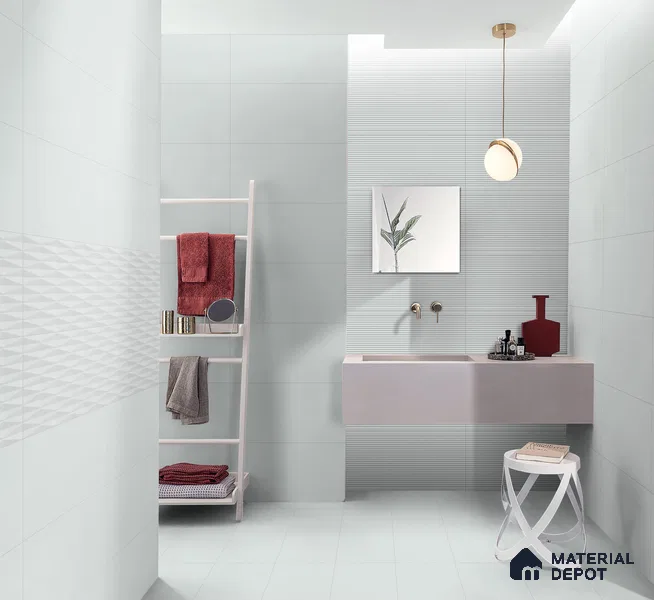 Faux Subway Wall Tile TL 05383 Miraq Diamond Arctic White 2 ft x 1 ft Ceramic Matte Finish - 8 mm | Suitable For Kitchen, Bathroom Walls and Backsplashes | Please Expect a Slight Variation of Pattern (Sample)