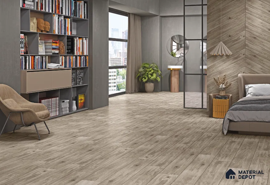 TL 01239 B Oaklore Grigio 1000x200 mm Matte Finish Vitrified Wooden Look Floor Tile - 9 mm | 2-3 mm Spacer is Mandatory