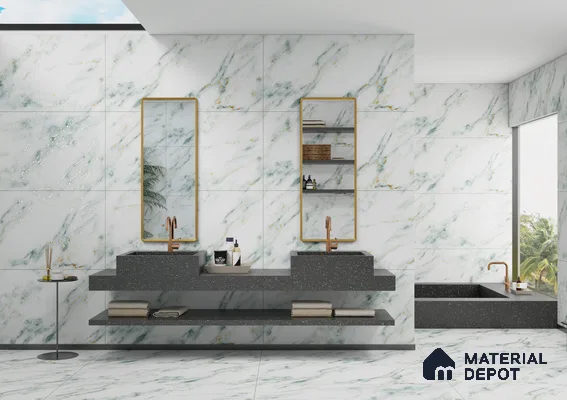 Luxurious Marble Bathroom with Dual Vanity | Material Depot