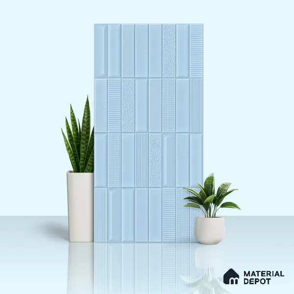 TL 00699 F Oceanic Surfer Series Pattern 5 Blue Chrome Finish 4 ft x 2 ft Full Body Vitrified Tile - 9 mm (Sample)