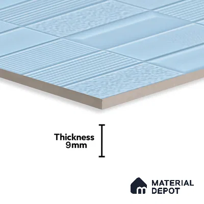 TL 00699 F Oceanic Surfer Series Pattern 5 Blue Chrome Finish 4 ft x 2 ft Full Body Vitrified Tile - 9 mm (Sample)