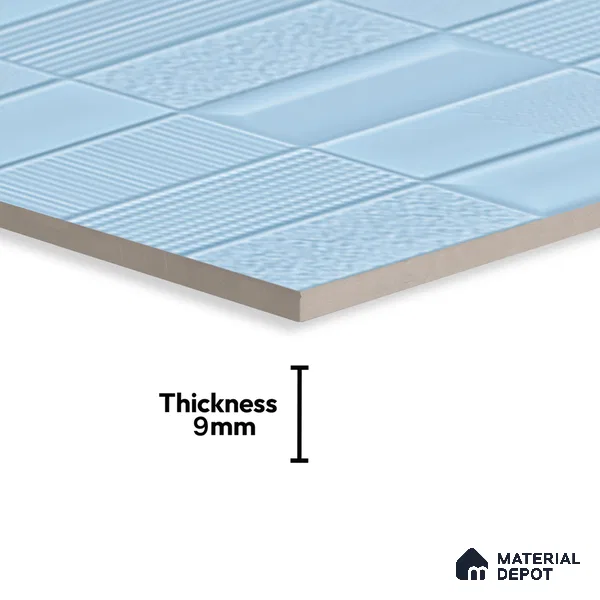 TL 00699 F Oceanic Surfer Series Pattern 5 Blue Chrome Finish 4 ft x 2 ft Full Body Vitrified Tile - 9 mm (Sample)
