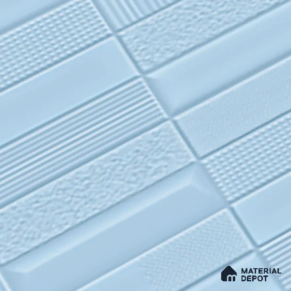 TL 00699 F Oceanic Surfer Series Pattern 5 Blue Chrome Finish 4 ft x 2 ft Full Body Vitrified Tile - 9 mm (Sample)