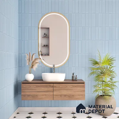 TL 00699 F Oceanic Surfer Series Pattern 5 Blue Chrome Finish 4 ft x 2 ft Full Body Vitrified Tile - 9 mm (Sample)