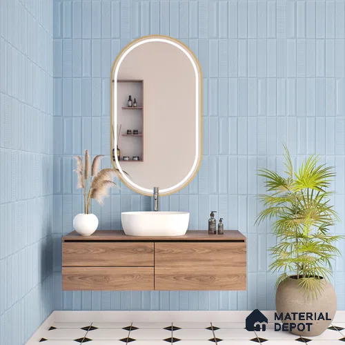 TL 00699 F Oceanic Surfer Series Pattern 5 Blue Chrome Finish 4 ft x 2 ft Full Body Vitrified Tile - 9 mm