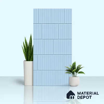 TL 00699 G Oceanic Surfer Series Pattern 6 Blue Chrome Finish 4 ft x 2 ft Full Body Vitrified Tile - 9 mm (Sample)