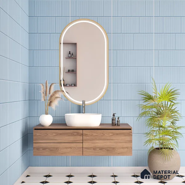 TL 00699 G Oceanic Surfer Series Pattern 6 Blue Chrome Finish 4 ft x 2 ft Full Body Vitrified Tile - 9 mm (Sample)