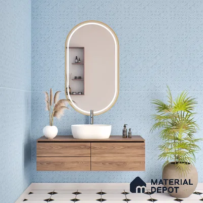TL 00699 H Oceanic Surfer Series Pattern 7 Blue Chrome Finish 4 ft x 2 ft Full Body Vitrified Tile - 9 mm (Sample)