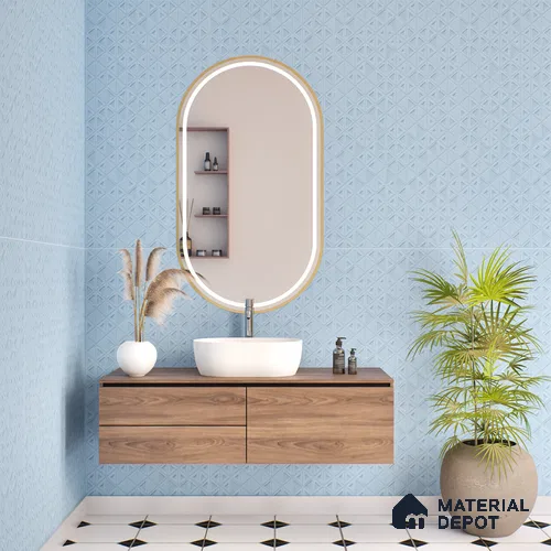 TL 00699 H Oceanic Surfer Series Pattern 7 Blue Chrome Finish 4 ft x 2 ft Full Body Vitrified Tile - 9 mm