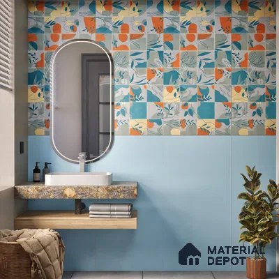 TL 00699 Oceanic Surfer Series Sky Blue Matte Finish 4 ft x 2 ft Full Body Vitrified Tile - 9 mm (Sample)