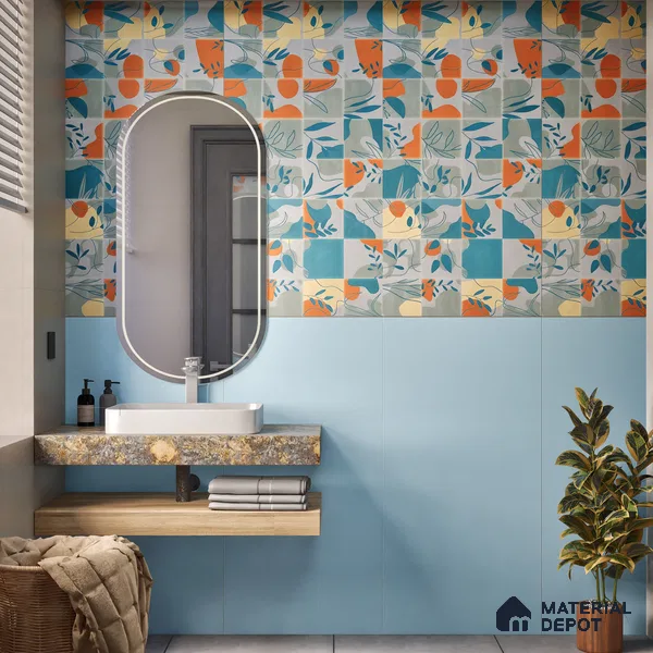 TL 00699 Oceanic Surfer Series Sky Blue Matte Finish 4 ft x 2 ft Full Body Vitrified Tile - 9 mm (Sample)