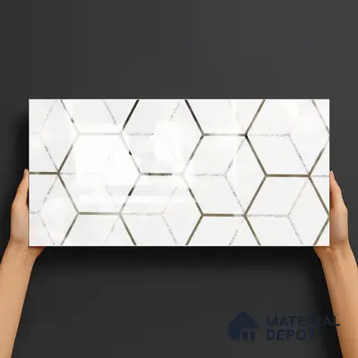 Glass Highligter Wall Tile TL 00265 Shadow Hive 2 ft x 1 ft Glossy Finish Ceramic Tile - 9 mm | Suitable For Bathroom, Kitchen Backsplashes