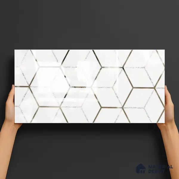 Glass Highligter Wall Tile TL 00265 Shadow Hive 2 ft x 1 ft Glossy Finish Ceramic Tile - 9 mm | Suitable For Bathroom, Kitchen Backsplashes