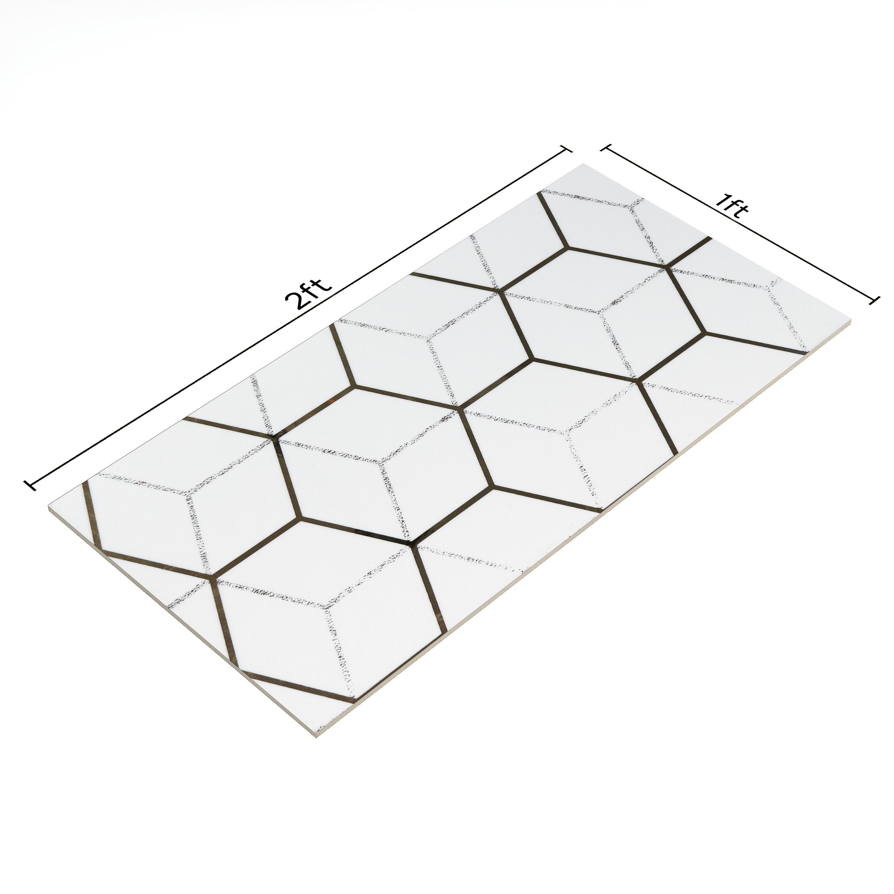 Glass Highligter Wall Tile TL 00265 Shadow Hive 2 ft x 1 ft Glossy Finish Ceramic Tile - 9 mm | Suitable For Bathroom, Kitchen Backsplashes