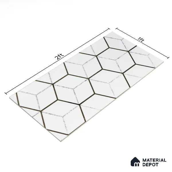 Glass Highligter Wall Tile TL 00265 Shadow Hive 2 ft x 1 ft Glossy Finish Ceramic Tile - 9 mm | Suitable For Bathroom, Kitchen Backsplashes