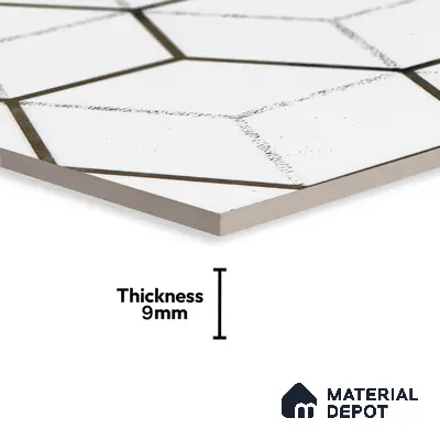 Glass Highligter Wall Tile TL 00265 Shadow Hive 2 ft x 1 ft Glossy Finish Ceramic Tile - 9 mm | Suitable For Bathroom, Kitchen Backsplashes