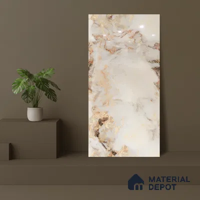 Marble Floor & Wall Tile TL 05585 Brown Olga 4 ft x 2 ft - Vitrified Glossy Finish -9 mm | Suitable for Living Room, Bedroom & Bathroom