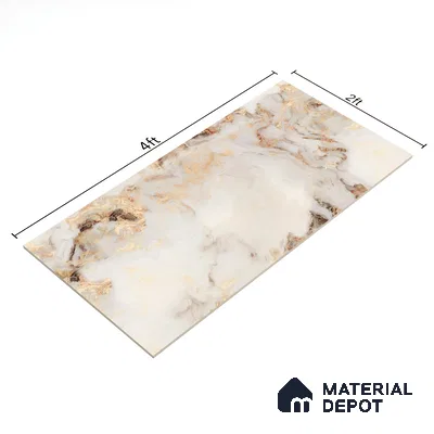 Marble Floor & Wall Tile TL 05585 Brown Olga 4 ft x 2 ft - Vitrified Glossy Finish -9 mm | Suitable for Living Room, Bedroom & Bathroom