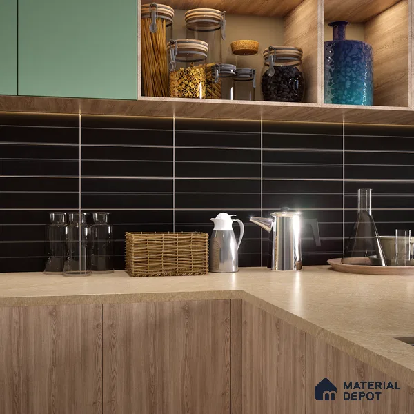 Subway Fluted Wall Tile TL 04960 B Elegancia Knight Rider 12 x 4 inch Ceramic Matte Finish - 7.5 mm | Suitable for Highlighter Walls, Foyer, Bathroom, Kitchen Wall & Backsplashes
