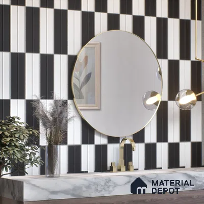 Subway Fluted Wall Tile TL 04960 B Elegancia Knight Rider 12 x 4 inch Ceramic Matte Finish - 7.5 mm | Suitable for Highlighter Walls, Foyer, Bathroom, Kitchen Wall & Backsplashes