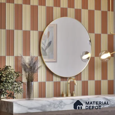 Subway Fluted Wall Tile TL 04960 C Elegancia Florentine Brown 12 x 4 inch Ceramic Matte Finish - 7.5 mm | Suitable for Highlighter Walls, Foyer, Bathroom, Kitchen Wall & Backsplashes