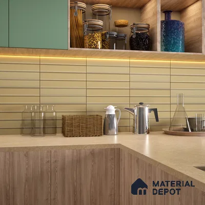 Subway Fluted Wall Tile TL 04960 C Elegancia Florentine Brown 12 x 4 inch Ceramic Matte Finish - 7.5 mm | Suitable for Highlighter Walls, Foyer, Bathroom, Kitchen Wall & Backsplashes