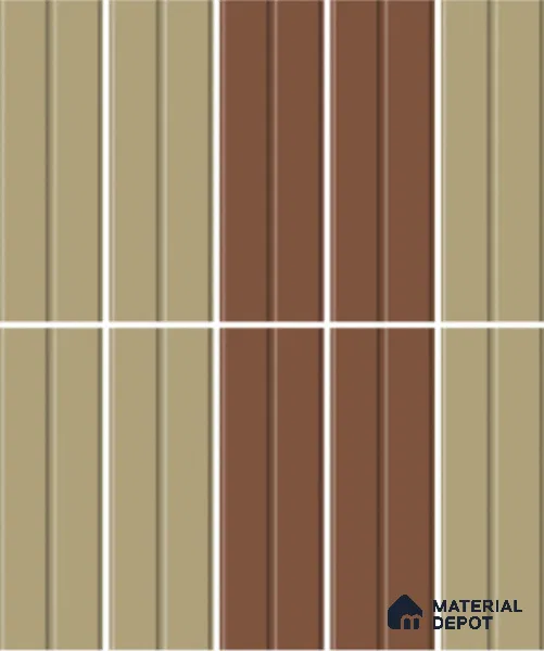 Subway Fluted Wall Tile TL 04960 C Elegancia Florentine Brown 12 x 4 inch Ceramic Matte Finish - 7.5 mm | Suitable for Highlighter Walls, Foyer, Bathroom, Kitchen Wall & Backsplashes