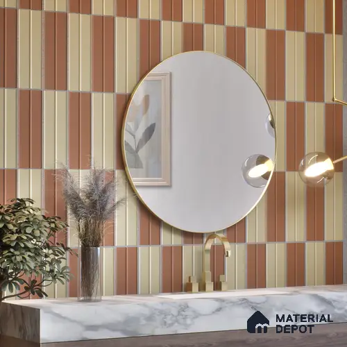 Subway Fluted Wall Tile TL 04960 D Elegancia Sahara Choco 12 x 4 inch Ceramic Matte Finish - 7.5 mm | Suitable for Highlighter Walls, Foyer, Bathroom, Kitchen Wall & Backsplashes