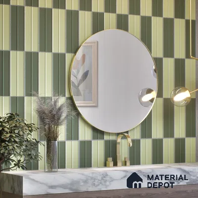 Subway Fluted Wall Tile TL 04960 E Elegancia Parrot Green 12 x 4 inch Ceramic Matte Finish - 7.5 mm | Suitable for Highlighter Walls, Foyer, Bathroom, Kitchen Wall & Backsplashes (Sample)