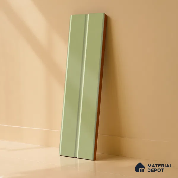 Subway Fluted Wall Tile TL 04960 E Elegancia Parrot Green 12 x 4 inch Ceramic Matte Finish - 7.5 mm | Suitable for Highlighter Walls, Foyer, Bathroom, Kitchen Wall & Backsplashes (Sample)