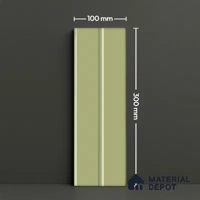 Subway Fluted Wall Tile TL 04960 E Elegancia Parrot Green 12 x 4 inch Ceramic Matte Finish - 7.5 mm | Suitable for Highlighter Walls, Foyer, Bathroom, Kitchen Wall & Backsplashes (Sample)