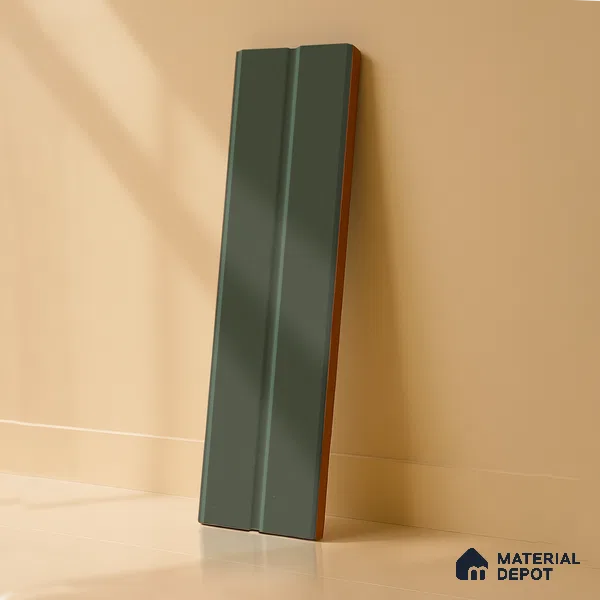 Subway Fluted Wall Tile TL 04960 F Elegancia Dark Green 12 x 4 inch Ceramic Matte Finish - 7.5 mm | Suitable for Highlighter Walls, Foyer, Bathroom, Kitchen Wall & Backsplashes (Sample)