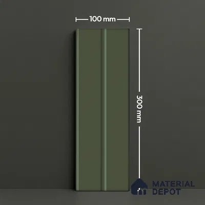 Subway Fluted Wall Tile TL 04960 F Elegancia Dark Green 12 x 4 inch Ceramic Matte Finish - 7.5 mm | Suitable for Highlighter Walls, Foyer, Bathroom, Kitchen Wall & Backsplashes (Sample)