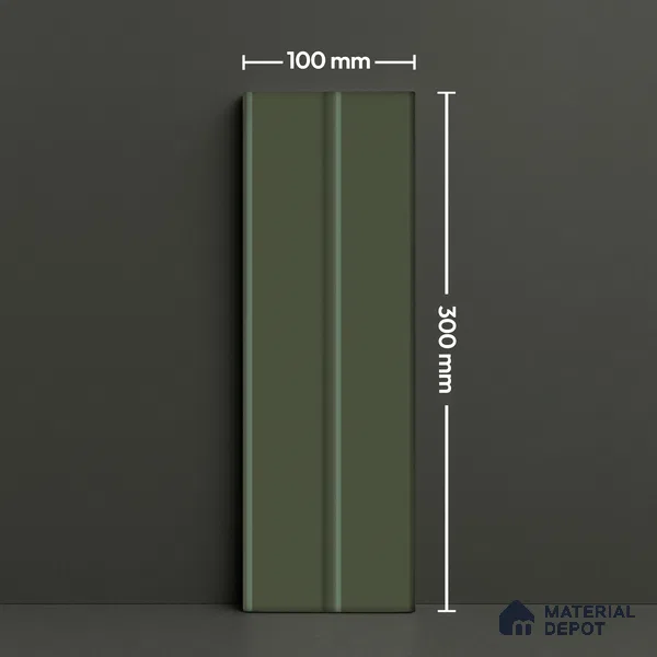 Subway Fluted Wall Tile TL 04960 F Elegancia Dark Green 12 x 4 inch Ceramic Matte Finish - 7.5 mm | Suitable for Highlighter Walls, Foyer, Bathroom, Kitchen Wall & Backsplashes (Sample)