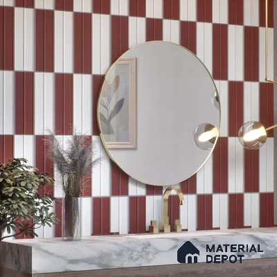 Subway Fluted Wall Tile TL 04960 G Elegancia Terracota Rosa 12 x 4 inch Ceramic Matte Finish - 7.5 mm | Suitable for Highlighter Walls, Foyer, Bathroom, Kitchen Wall & Backsplashes (Sample)