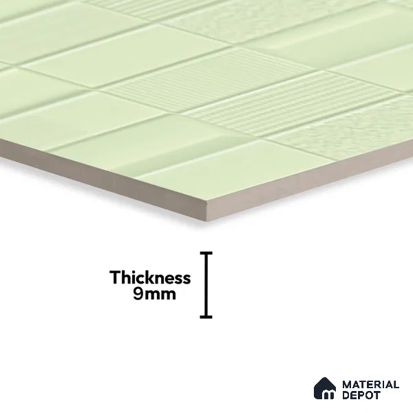 TL 00697 B Oliva Verde Series Pattern 1 Green Matte Finish 4 ft x 2 ft Full Body Vitrified Tile - 9 mm (Sample)