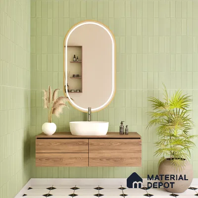 TL 00697 B Oliva Verde Series Pattern 1 Green Matte Finish 4 ft x 2 ft Full Body Vitrified Tile - 9 mm (Sample)