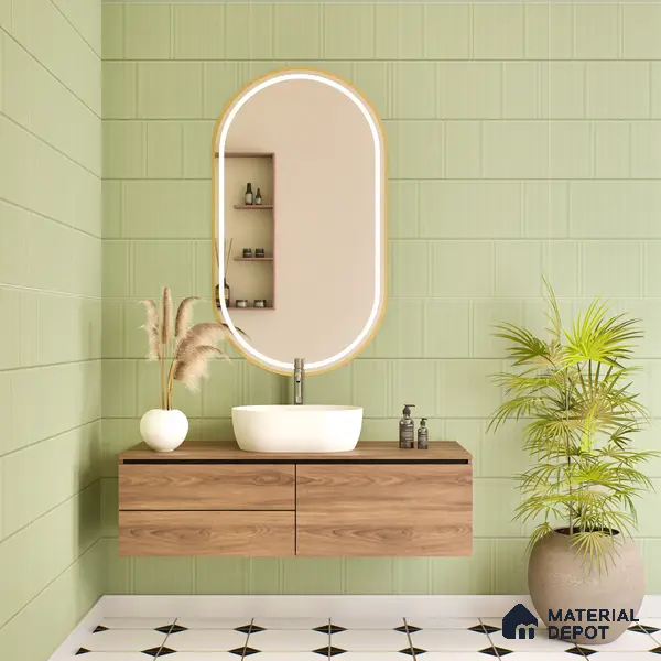 TL 00697 G Oliva Verde Series Pattern 6 Green Chrome Finish 4 ft x 2 ft Full Body Vitrified Tile - 9 mm