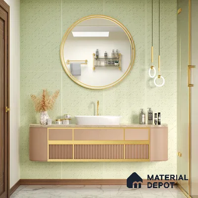 TL 00697 H Oliva Verde Series Pattern 7 Green Chrome Finish 4 ft x 2 ft Full Body Vitrified Tile - 9 mm (Sample)