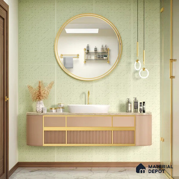 TL 00697 H Oliva Verde Series Pattern 7 Green Chrome Finish 4 ft x 2 ft Full Body Vitrified Tile - 9 mm (Sample)