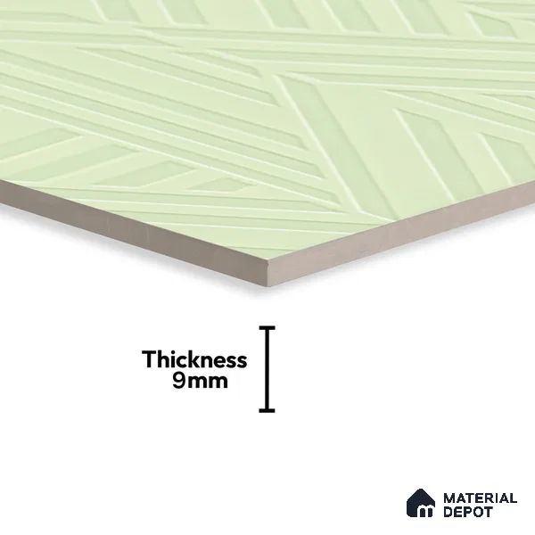 TL 00697 Oliva Verde Series Pattern 8 Green Chrome Finish 4 ft x 2 ft Full Body Vitrified Tile - 9 mm (Sample)