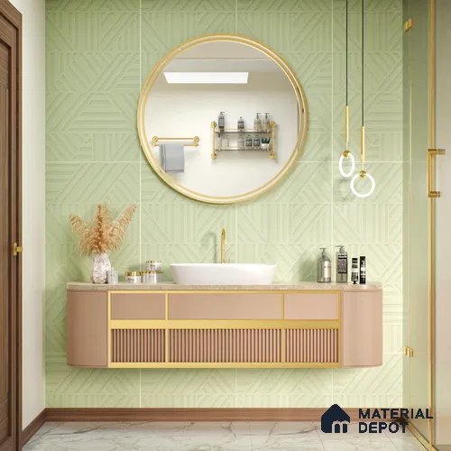 TL 00697 Oliva Verde Series Pattern 8 Green Chrome Finish 4 ft x 2 ft Full Body Vitrified Tile - 9 mm