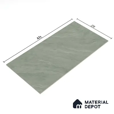 Marble Floor & Wall Tile | TL 00681 Olive Green 4 ft x 2 ft Matte Finish Full Body Vitrified Tile - 9 mm | Suitable For Living Room, Bedroom, Dining Area