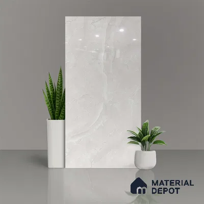 Marble Floor & Wall Tile TL 02214 Omani Grey 4 ft x 2 ft Glossy Finish Vitrified Tile - 9 mm (Random 3)