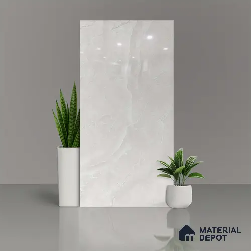 Marble Floor & Wall Tile TL 02214 Omani Grey 4 ft x 2 ft Glossy Finish Vitrified Tile - 9 mm (Random 3)